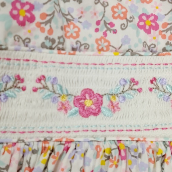 Bonnie Jean 6 Dress Easter Floral Smocked Pink - Picture 3 of 7